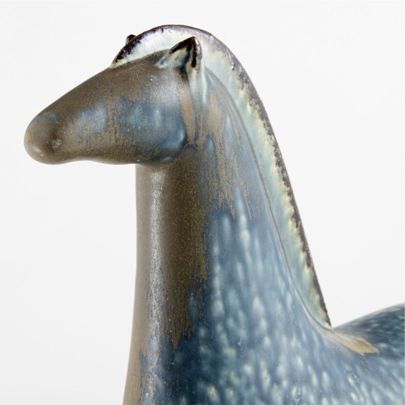 Rouen Earthenware Large Blue Decorative Horse Sculpture - image 5 of 8
