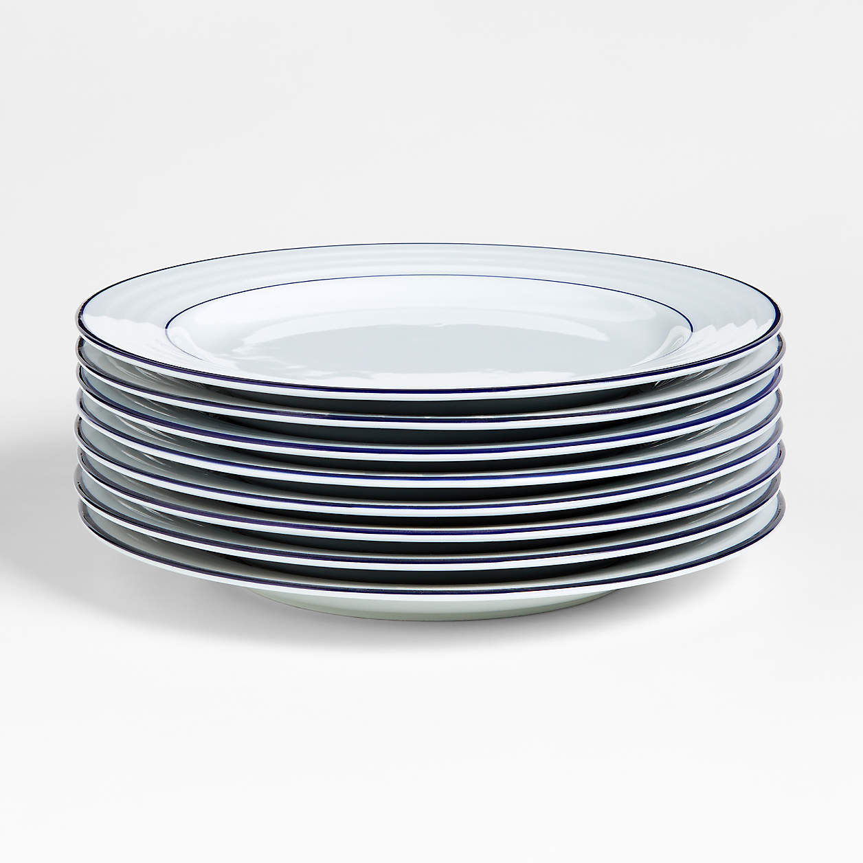 Roulette Blue Band Dinner Plates, Set of 8 + Reviews Crate & Barrel