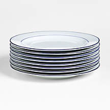 Roulette Blue Band Dinner Plates, Set of 8 + Reviews | Crate & Barrel
