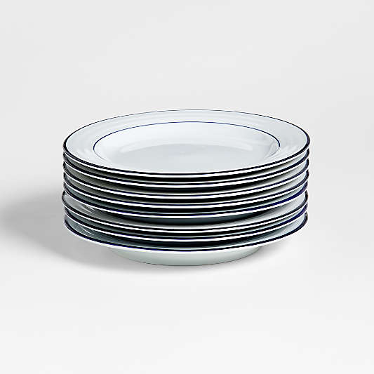 Roulette Blue Band Salad Plates, Set of 8