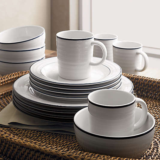 Roulette Blue Band 16-Piece Dinnerware Set