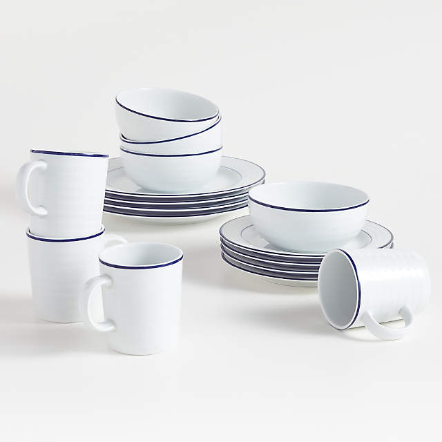 blue rimmed plates