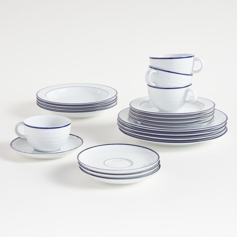 Roulette Blue Band -Piece Dinnerware Set