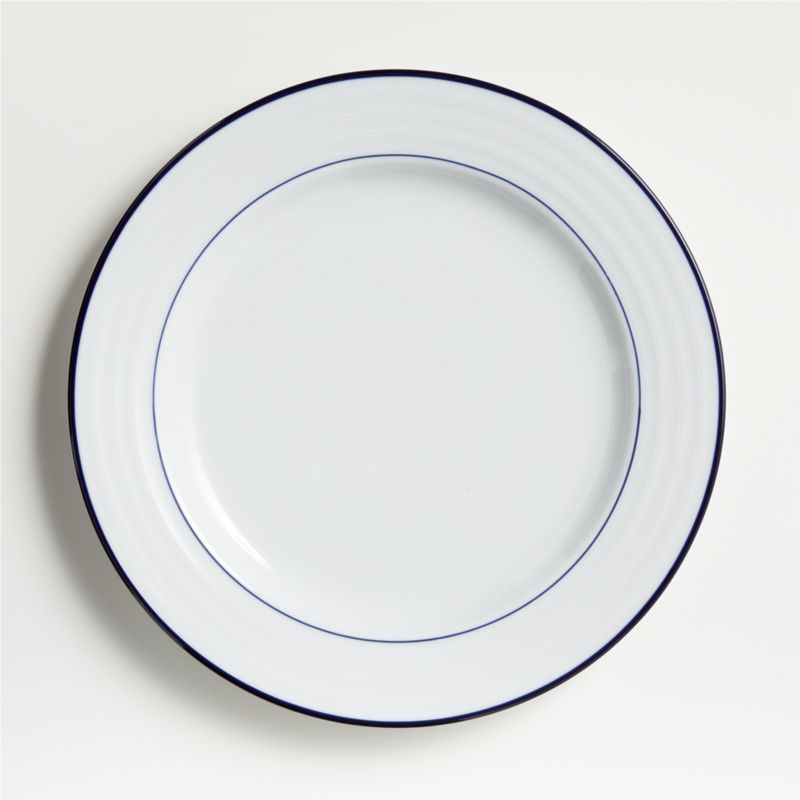 Roulette Blue Band Dinner Plates Set of 8 Crate Barrel