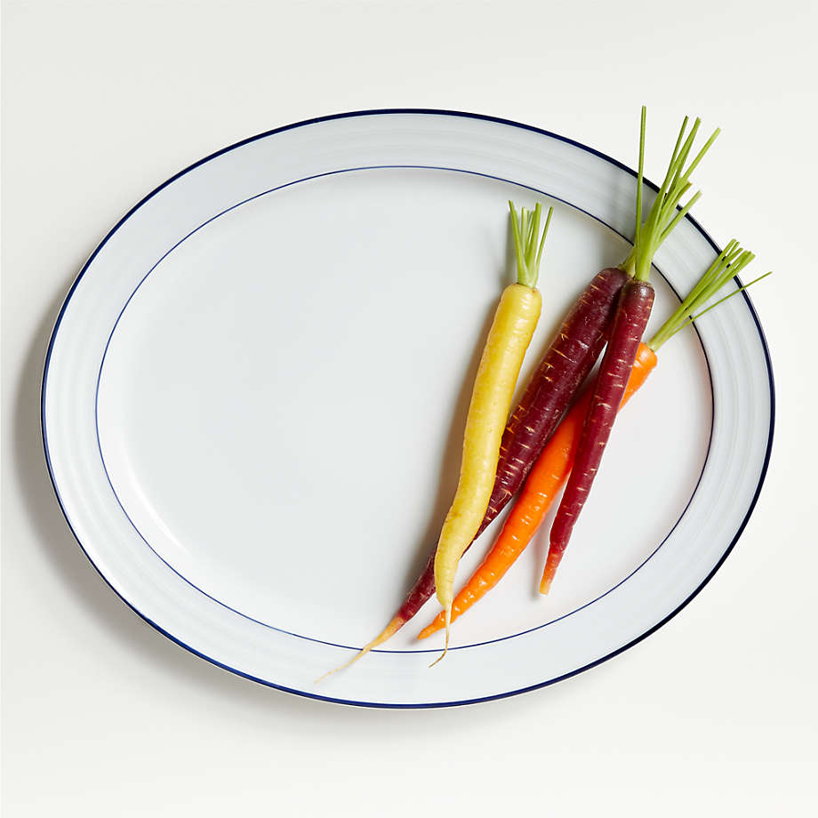 Roulette Hanukkah Blue Band Large Oval Platter + Reviews | Crate & Barrel