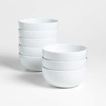 Roulette White Bowls, Set of 8 | Crate & Barrel