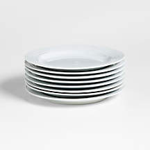 Roulette White Salad Plates, Set of 8 | Crate & Barrel
