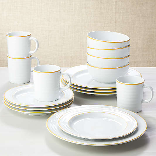 Roulette Yellow Band 16-Piece Dinnerware Set