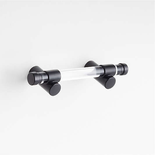 Round Acrylic Black Cabinet Drawer Bar Pull 3"