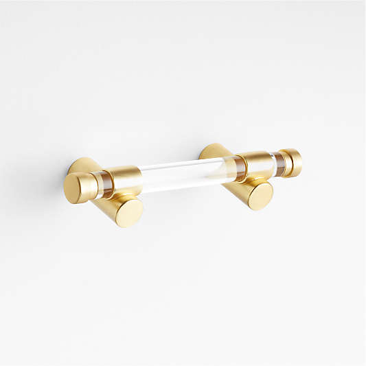 Round Acrylic Brushed Brass Cabinet Drawer Bar Pulls