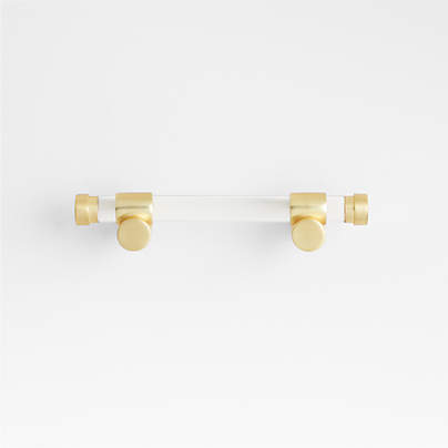 Round Acrylic Brushed Brass Cabinet Drawer Bar Pull 3"