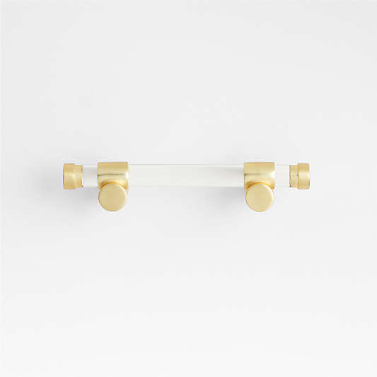 Round Acrylic Brushed Brass Cabinet Drawer Bar Pull 3"