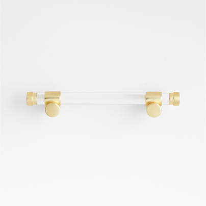 Round Acrylic Brushed Brass Cabinet Drawer Bar Pull 4"