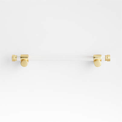 Round Acrylic Brushed Brass Cabinet Drawer Bar Pull 6"