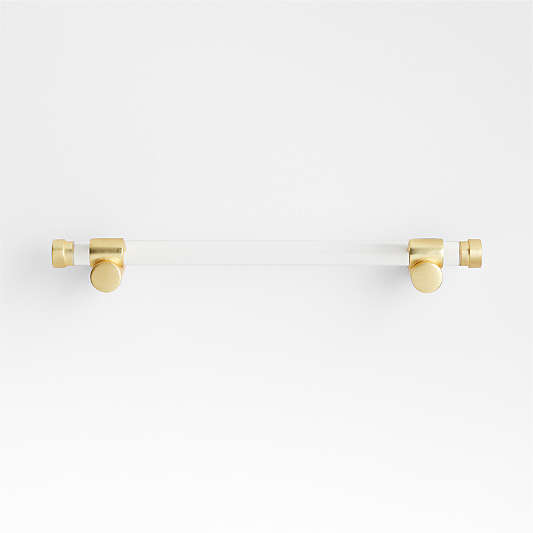 Round Acrylic Brushed Brass Cabinet Drawer Bar Pull 6"