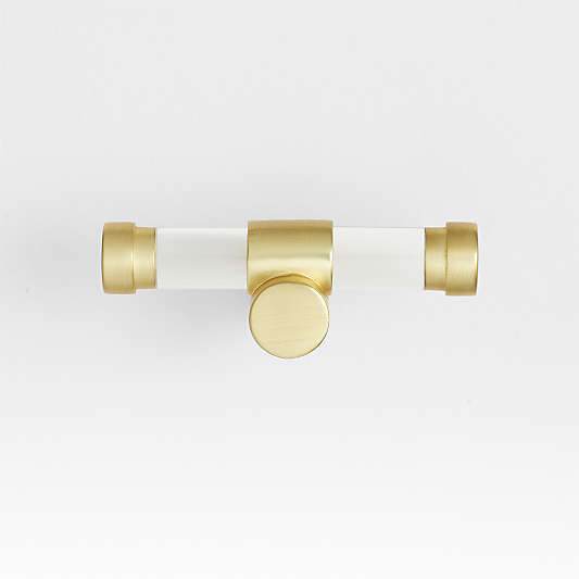 Round Acrylic Brushed Brass Cabinet Knob