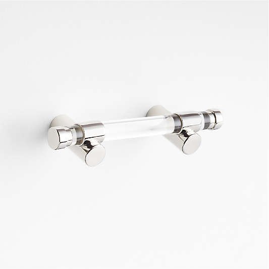 Round Acrylic Chrome Silver Cabinet Drawer Bar Pulls