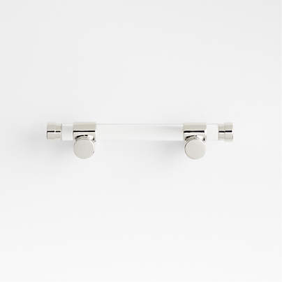 Round Acrylic Chrome Silver Cabinet Drawer Bar Pull 3"