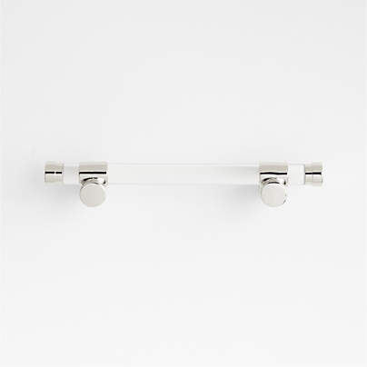 Round Acrylic Chrome Silver Cabinet Drawer Bar Pull 4"