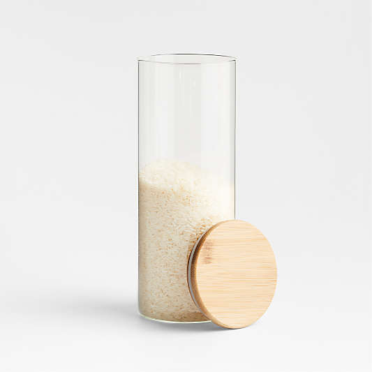 Large Round Glass Canister with Bamboo Lid