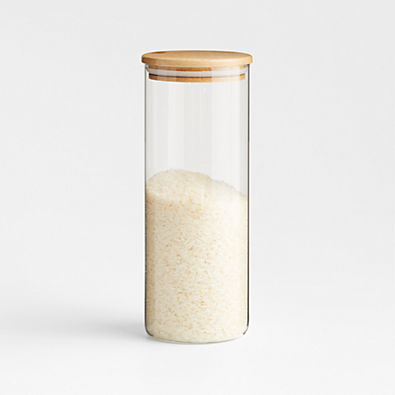 View Crate & Barrel Large Round Glass Canister with Bamboo Lid details
