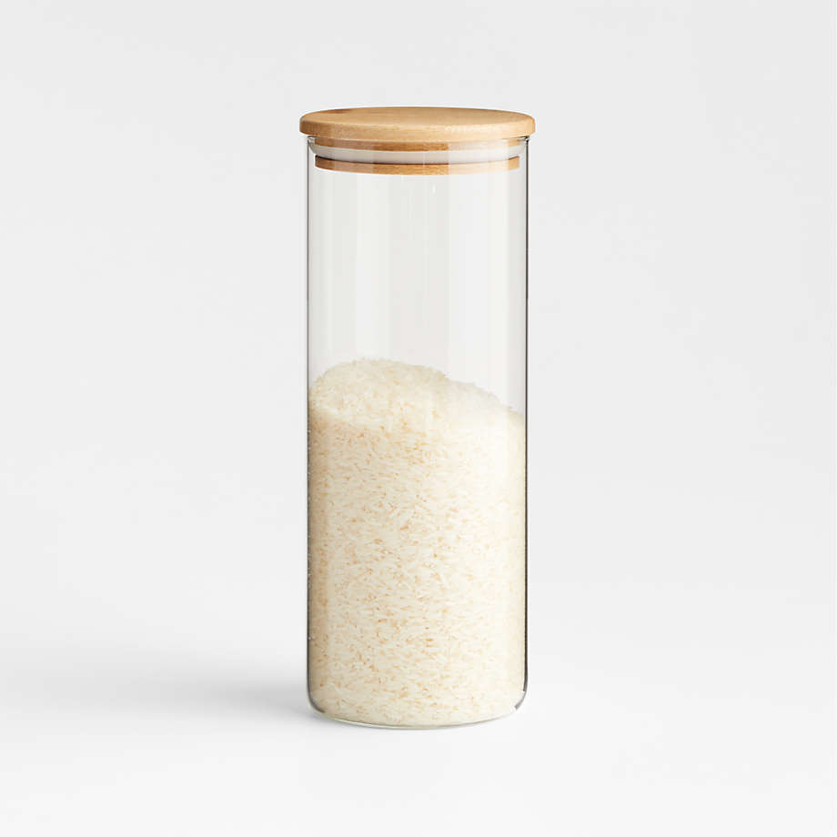 Small Round Glass Storage Container with Bamboo Lid + Reviews | Crate & Barrel