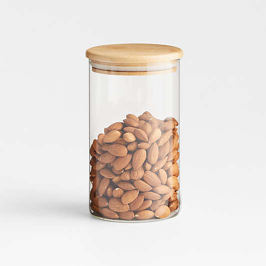 Medium Round Glass Canister with Bamboo Lid