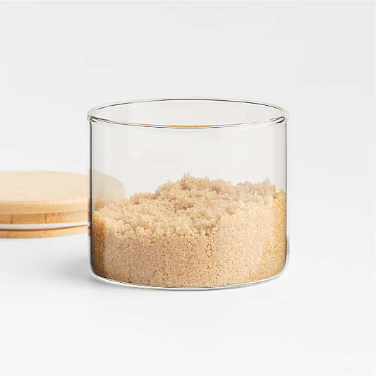 Small Round Glass Canister with Bamboo Lid