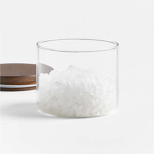 Crate & Barrel Small Glass Canister with Wood Lid