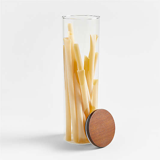 Crate & Barrel Extra-Large Glass Canister with Wood Lid