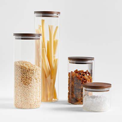 Stackable Glass Jars with Bamboo Tray, Glass Food Storage Containers with  Bamboo Lids, Glass Jars for Pantry Food Storage, Glass Canisters with