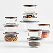 20-Piece Round Glass Containers with Bamboo Lids Set