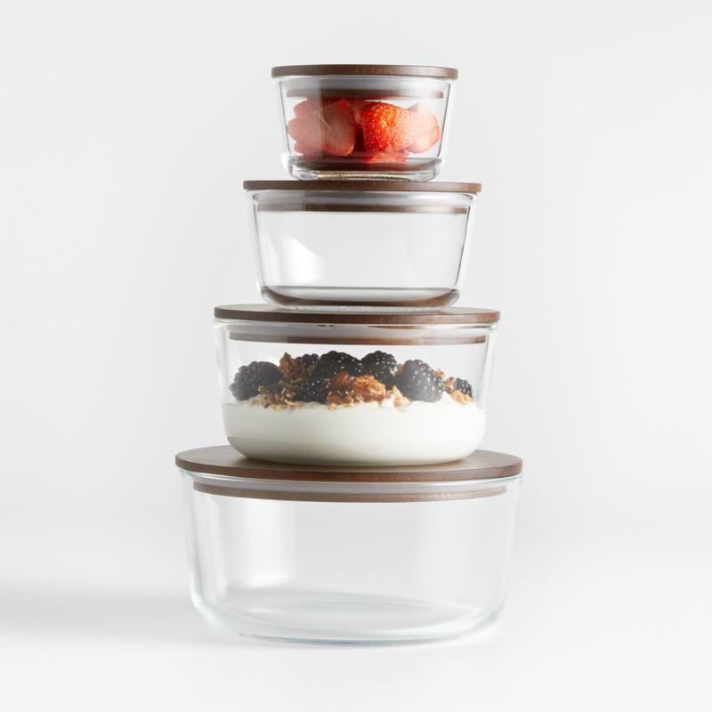 Crate & Barrel 8-Piece Rectangular Glass Storage Containers with