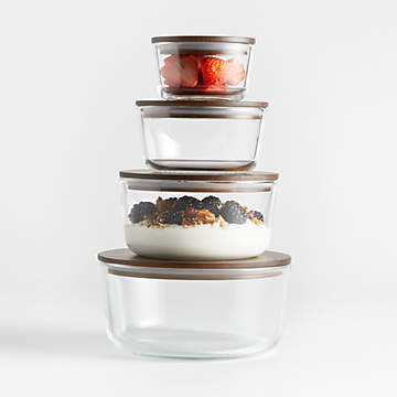 Pyrex Glass Bowls with Grey Lids, Set of Reviews Crate Barrel
