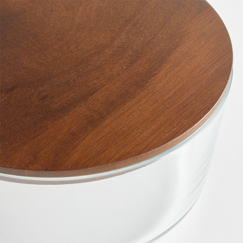 Crate & Barrel 8-Piece Round Glass Storage Containers with Dark Wood Lids - image 4 of 5