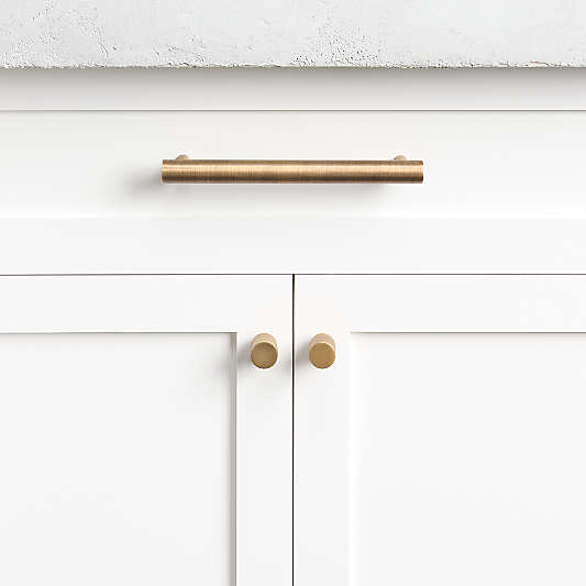 Round Antique Brass Knob and Bar Pulls