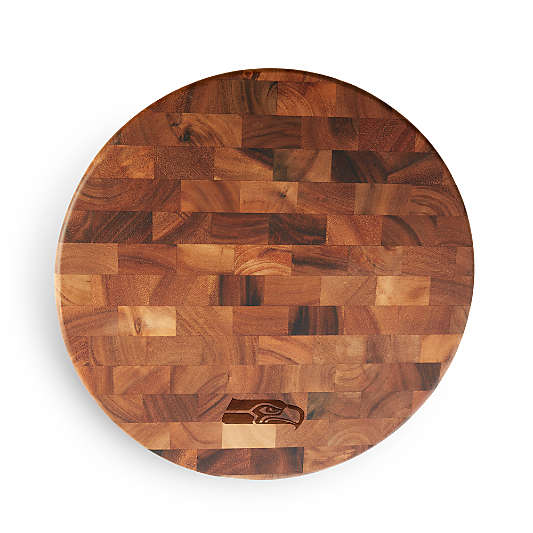 NFL Seattle Seahawks Round End-Grain Cutting Board