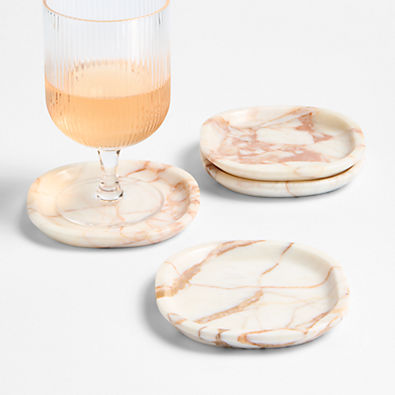 View Round Marble Coasters, Set of 4 details