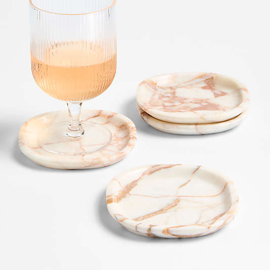 Round Marble Coasters, Set of 4