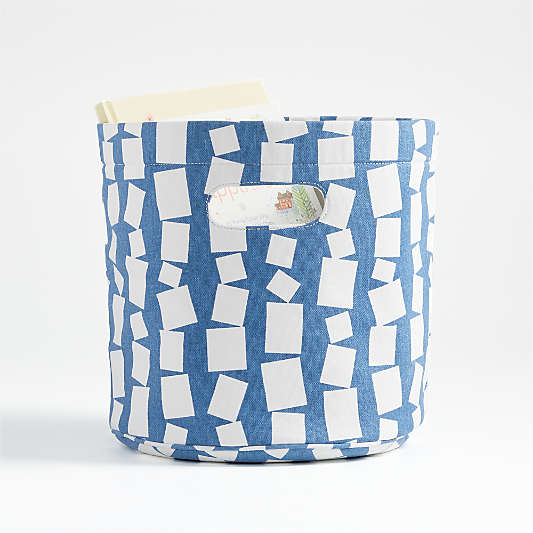 Blue and White Round Storage Bin