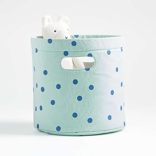 Mint Polka Dot Storage Bin