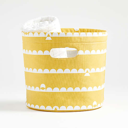 Yellow Striped Round Storage Bin