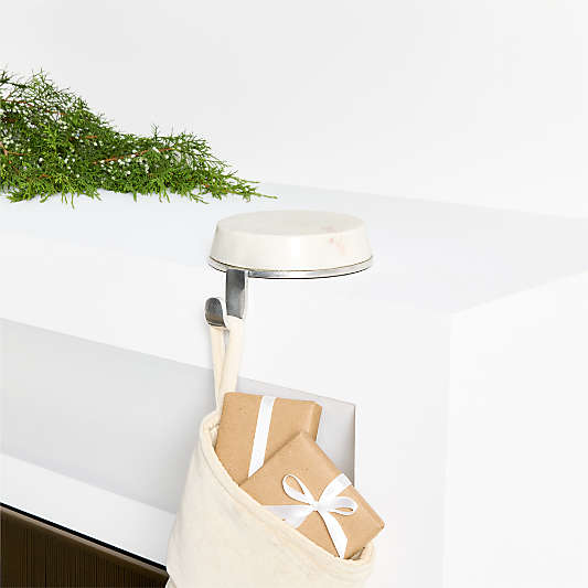 Round White Marble Christmas Stocking Holder