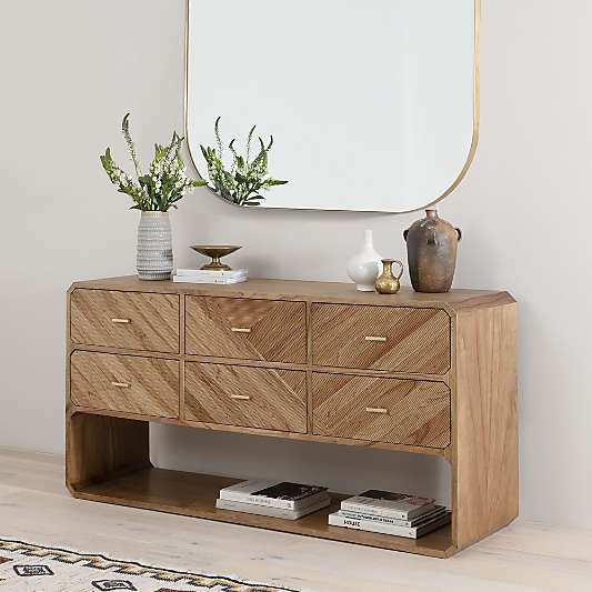 Rove 60" White Cedar Wood 6-Drawer Dresser