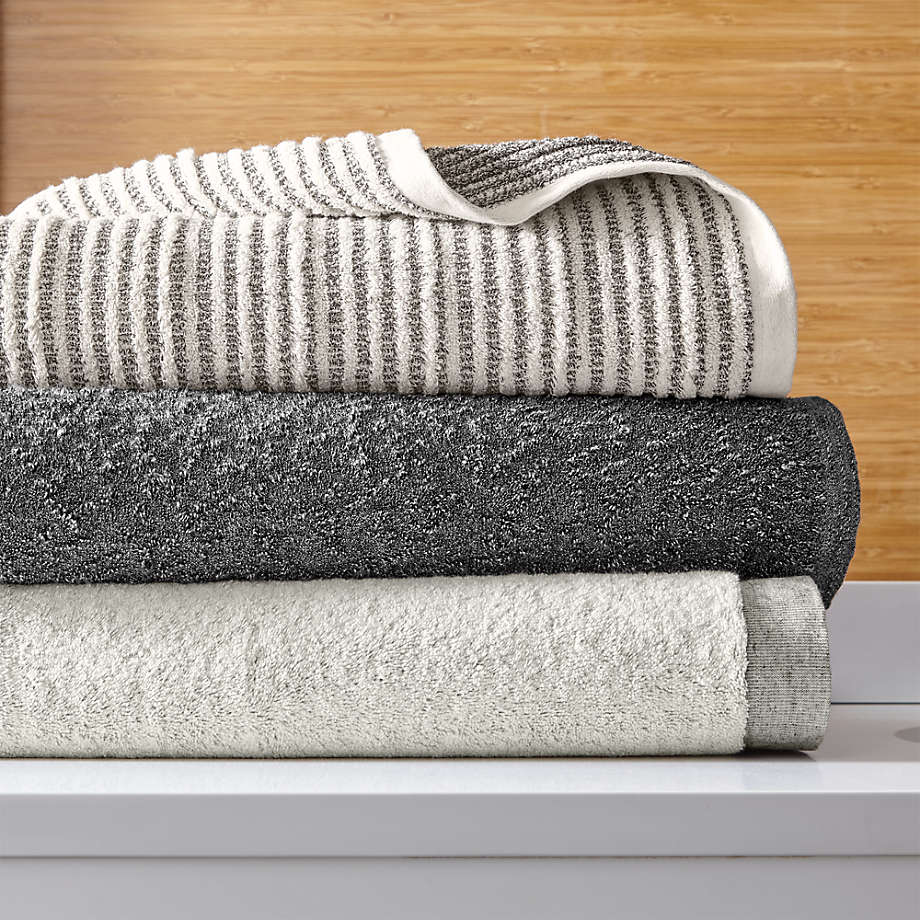 Grey and white striped bath online towels