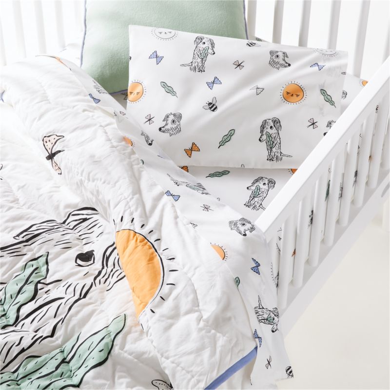 Organic Roxy Marj Puppy Toddler Sheet Set + Reviews | Crate & Kids