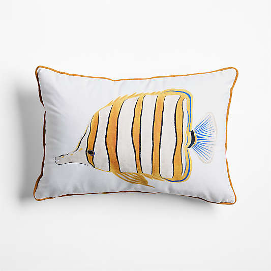 Royal Angelfish Bunbury Blue and Surya Yellow Outdoor Throw Pillow Arrangement