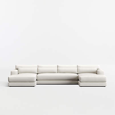 Retreat 3-Piece U-Shaped Bench Sectional Sofa with Double Chaise Lounge
