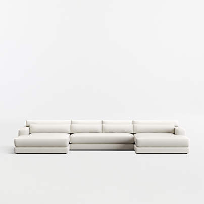 Retreat 3-Piece U-Shaped Bench Sectional Sofa with Double Extra Wide Chaise Lounge