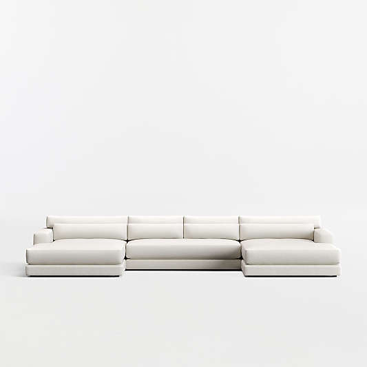 Retreat 3-Piece U-Shaped Bench Sectional Sofa with Double Extra Wide Chaise Lounge